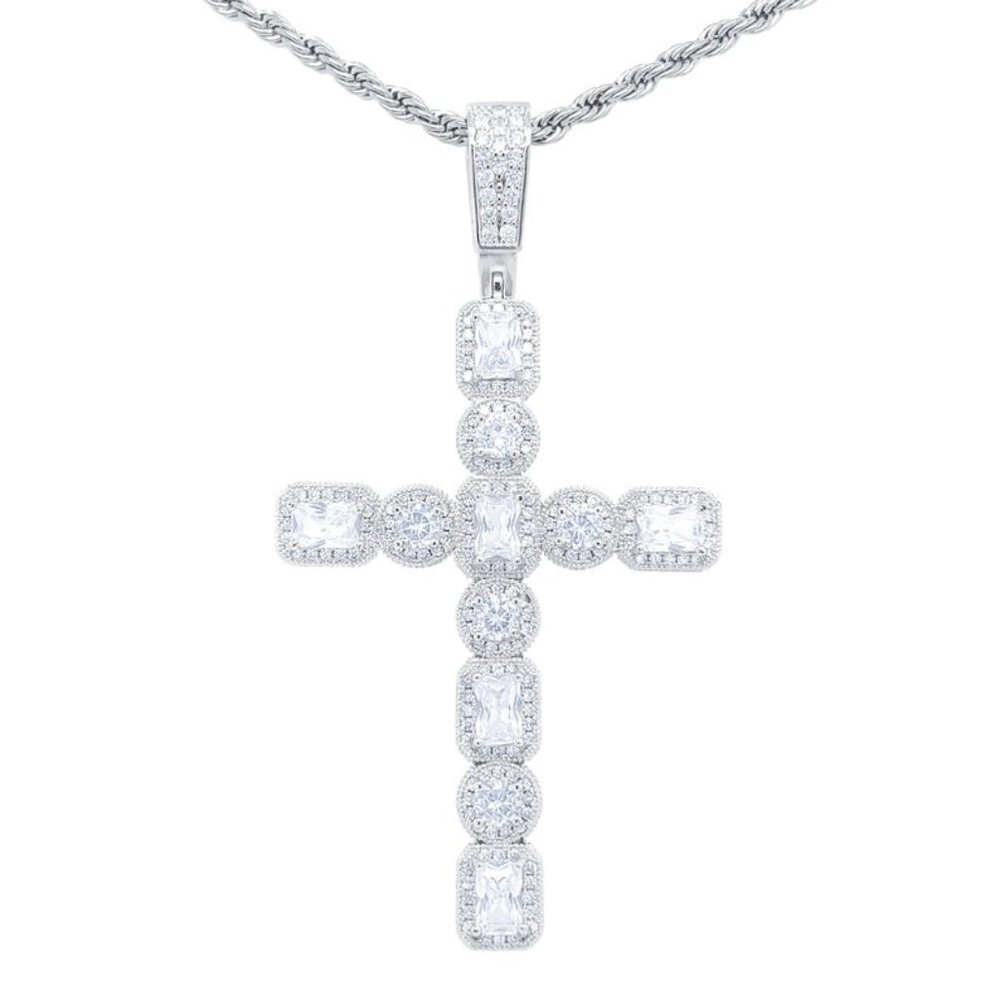 Men's Diamond Cross Pendant / Stainless Steel
